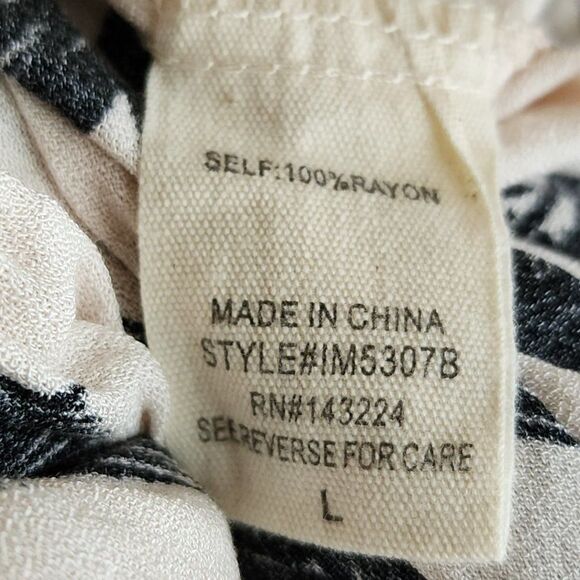 ILLA ILLA Tiered Ruffle Midi Dress L Sleeveless V-Neck Floral Boho Cream Black - Picture 9 of 9